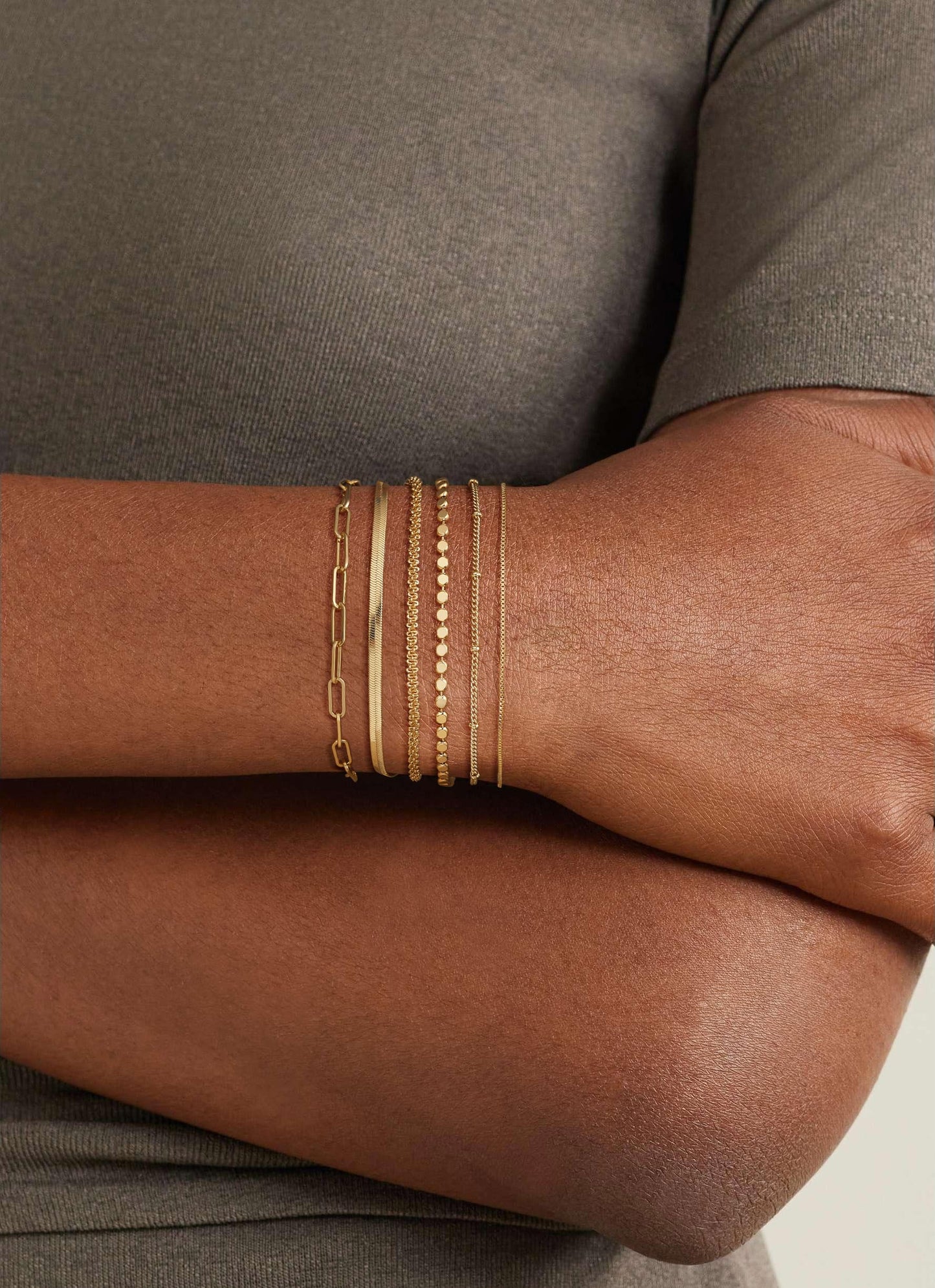 Kryssable Collection Gold Bracelets Set for Women 14K Real Gold Plated Jewelry Fashion Stackable Tennis Beaded Figaro Herringbone Paperclip Link Bracelet Pack Stack Gifts for Women