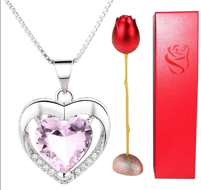 Vilsium Pink Eternal Love Necklace Pendant Holder Set Aura Restored