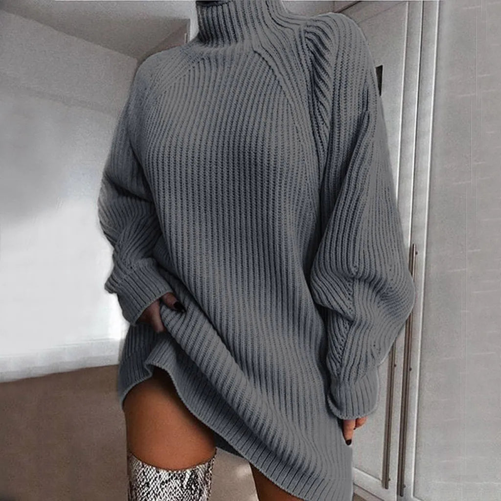 9DF Turtleneck Oversized Knitted Dress Aura Restored