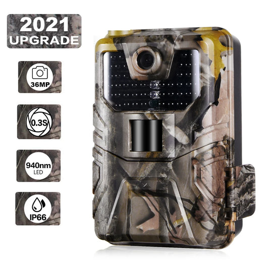 36MP 2.7K Trail Camera 940nm Low Glow Infrared Night Vision Photo Trap Hunting Cameras Wireless Cam HC900A Wildlife Surveillance Aura Restored