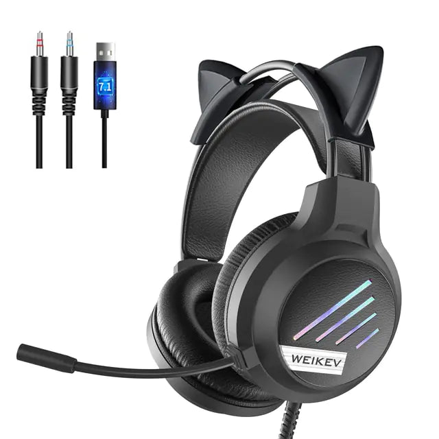 Woah!!! RGB Light Gamer Headset Cat Ear Gaming Headphones Aura Restored