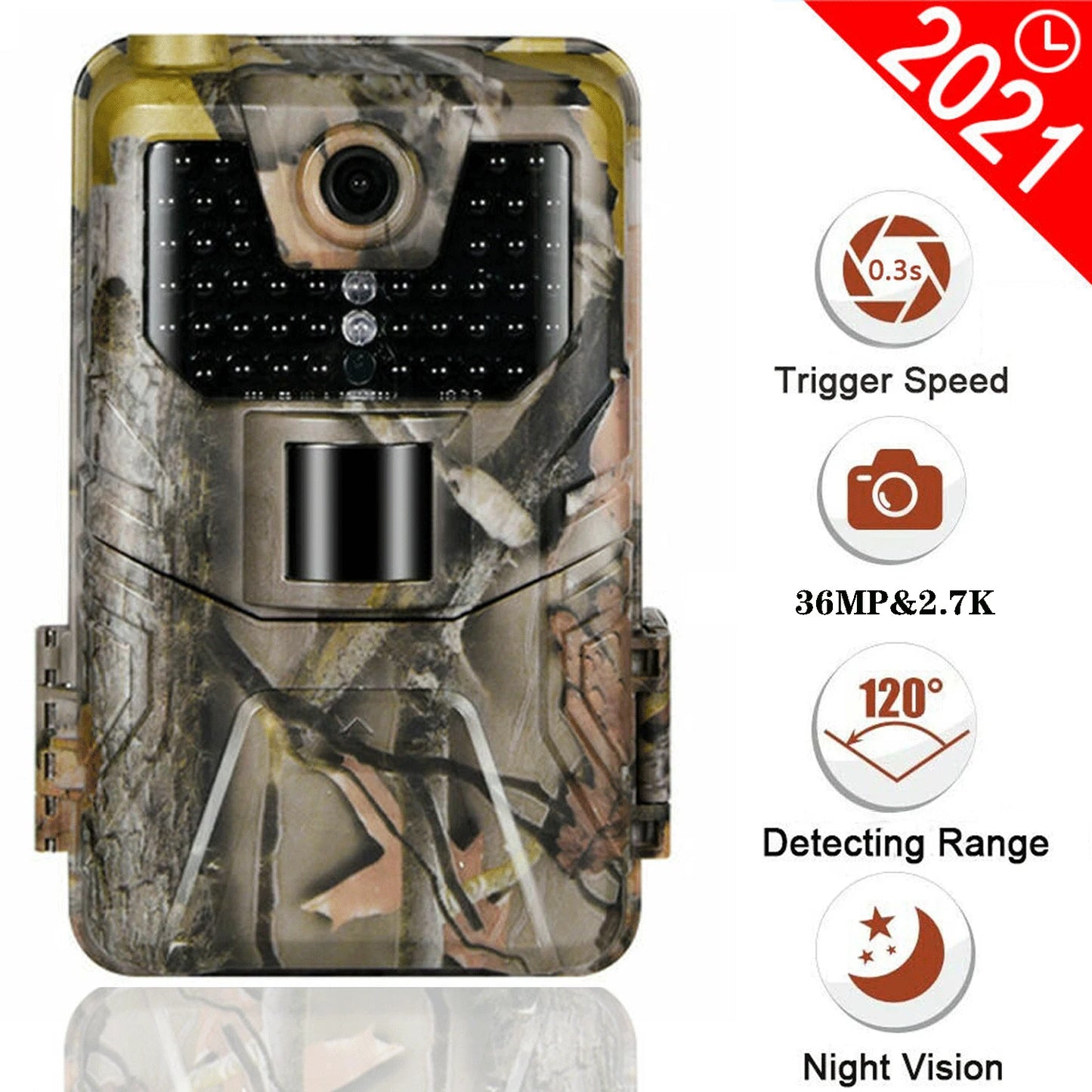 36MP 2.7K Trail Camera 940nm Low Glow Infrared Night Vision Photo Trap Hunting Cameras Wireless Cam HC900A Wildlife Surveillance Aura Restored