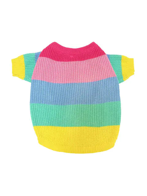 Aura Pet Puppy Knitted Rainbow Sweater Aura Restored