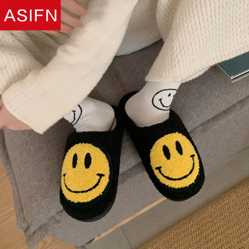 Bishop Collection Smile Pattern Fluffy Slippers Aura Restored