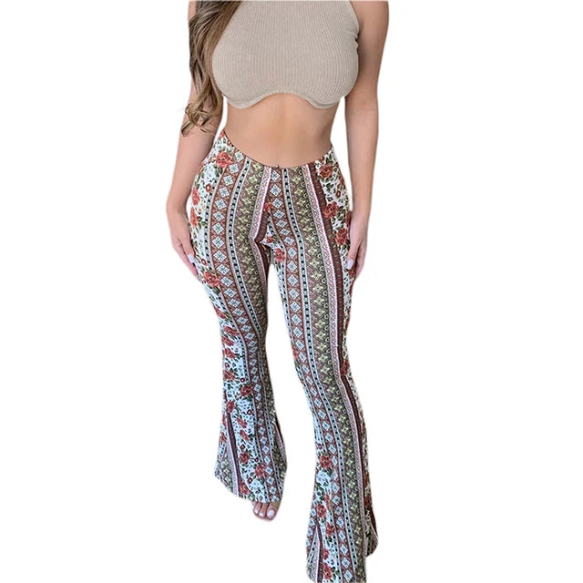 9DF Women's  Flare Print Pants Aura Restored