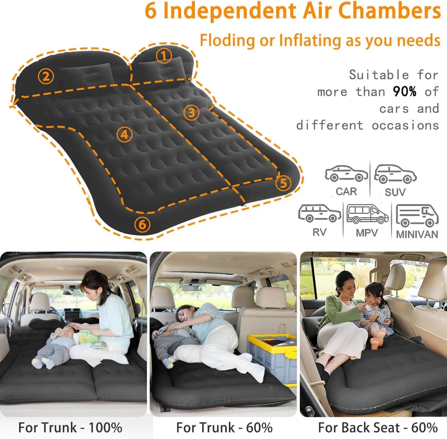 Car Inflatable Bed Air Travel Mattress Portable Foldable Car Air Bed for Home Travel  Picnic Camping Aura Restored