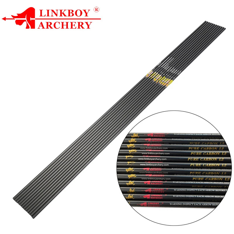 Linkboy Archery Pure Carbon Arrows Shaft Spine400-1800 ID4.2/6.2mm Recurve Bow and Arrows Hunting Shooting 12PCS/a Lot Aura Restored