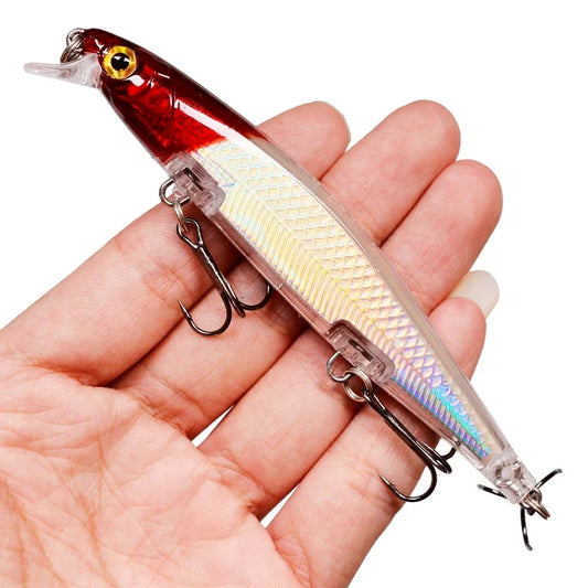 1Pcs Floating Wobbler Minnow Laser Fishing lure 11mm 12g Crankbait Artificial Hard Bait Bass Lure Plastic Fish Fishing Tackle Aura Restored