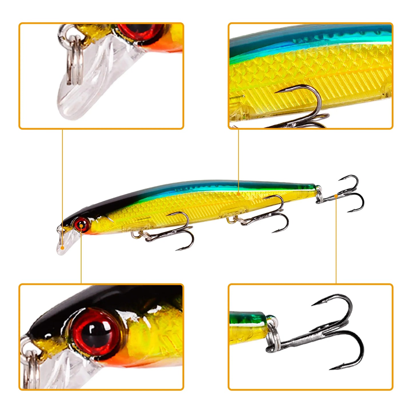 1Pcs Floating Wobbler Minnow Laser Fishing lure 11mm 12g Crankbait Artificial Hard Bait Bass Lure Plastic Fish Fishing Tackle Aura Restored