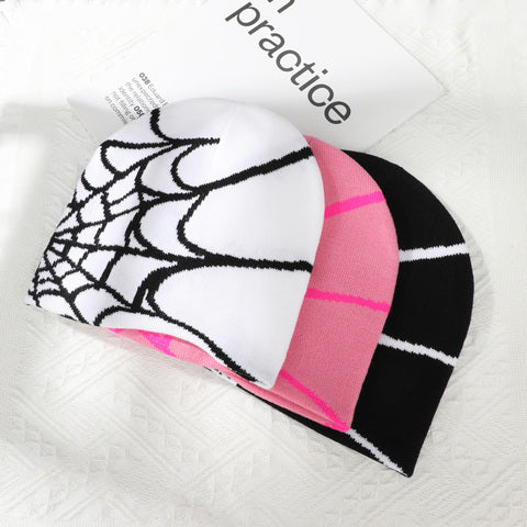 2023 New Knitted Beanies Hat Cartoon Spider Embroidered Winter Hats Knitted Bonnet Cap soft Woolen Beanies for Women Cap Y2k Aura Restored