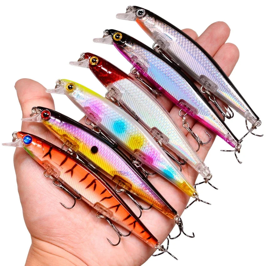 1Pcs Floating Wobbler Minnow Laser Fishing lure 11mm 12g Crankbait Artificial Hard Bait Bass Lure Plastic Fish Fishing Tackle Aura Restored