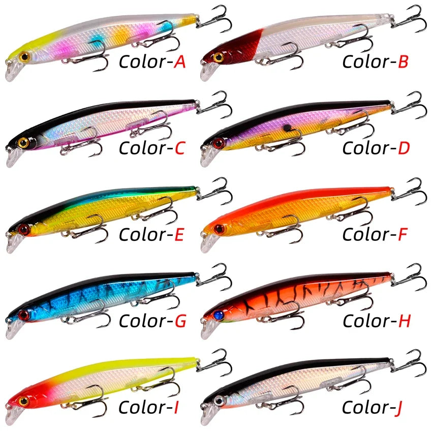 1Pcs Floating Wobbler Minnow Laser Fishing lure 11mm 12g Crankbait Artificial Hard Bait Bass Lure Plastic Fish Fishing Tackle Aura Restored