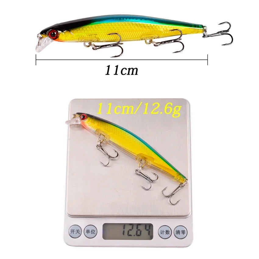 1Pcs Floating Wobbler Minnow Laser Fishing lure 11mm 12g Crankbait Artificial Hard Bait Bass Lure Plastic Fish Fishing Tackle Aura Restored