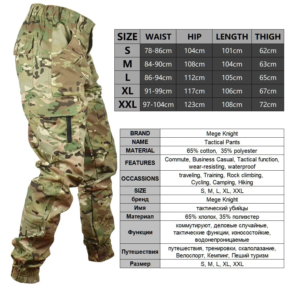 Mege Tactical Camouflage Joggers Outdoor Ripstop Cargo Pants Working Clothing Hiking Hunting Combat Trousers Men's Streetwear Aura Restored