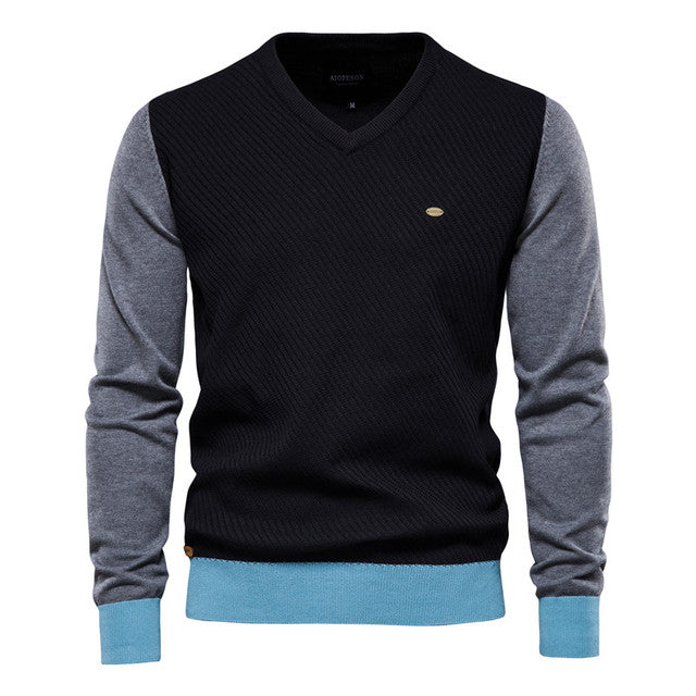 Guy Aura Spliced Cotton Men's Sweater Aura Restored