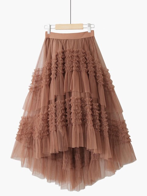 Woah!!! High Waist Lace Irregular Skirt Aura Restored