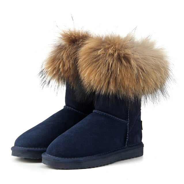 Kuromi Women's Fox Fur Snow Boots Aura Restored