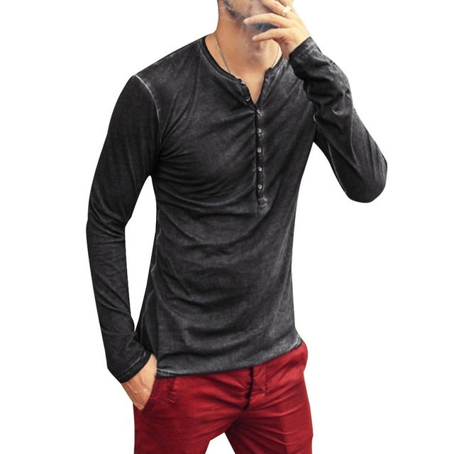 Guy Aura V-Neck Long Sleeve Shirt Aura Restored