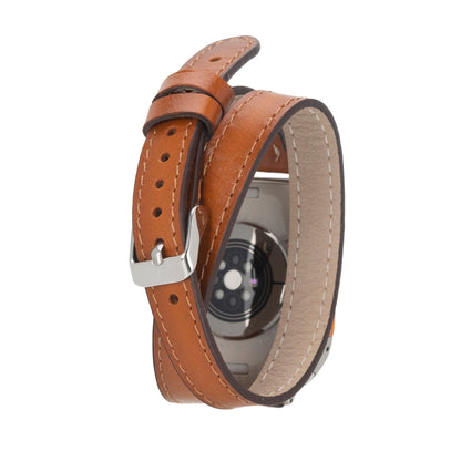 Basin Double Tour Leather Bands for Apple Watch 9, Ultra 2 and SE