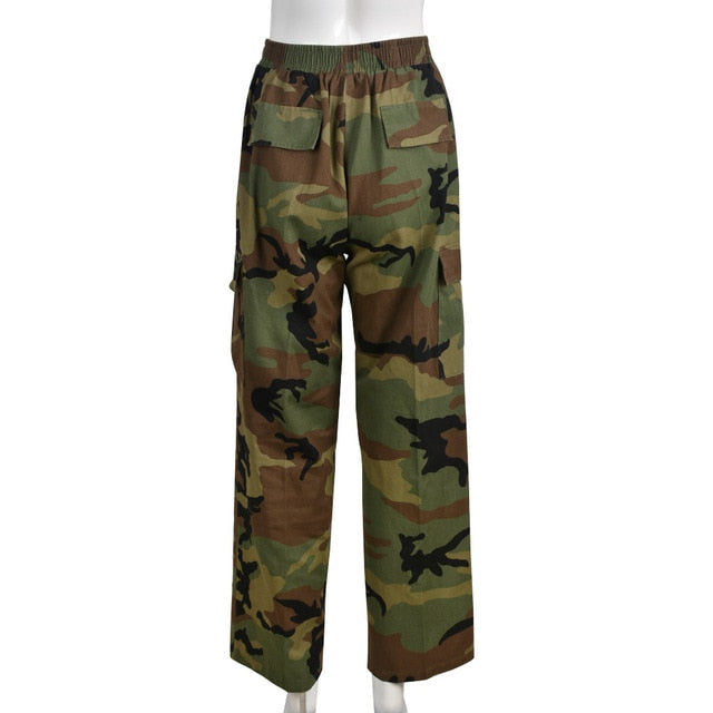 Cosmo Aura Camo Cargo Pencil Straight Pants Aura Restored