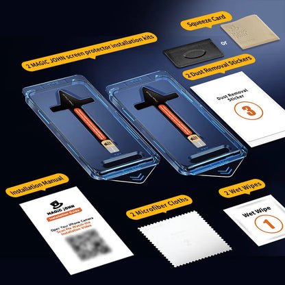 MAGIC JOHN Screen Protector 2 Pack — Clear &amp; Privacy, Fingerprint Resistant