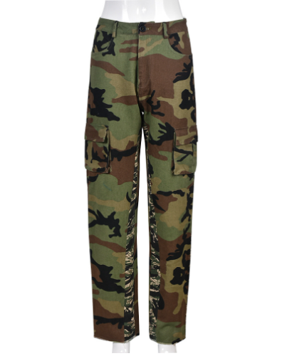 Cosmo Aura Camo Cargo Pencil Straight Pants Aura Restored