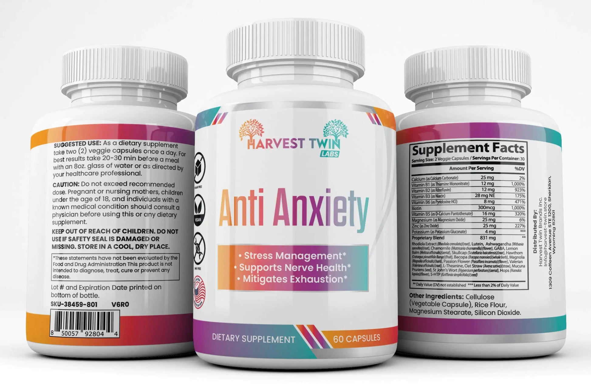 Anti-Anxiety Supplement for Stress Reduction, Cortisol Levels, Relaxation, and Mood Balance Aura Restored