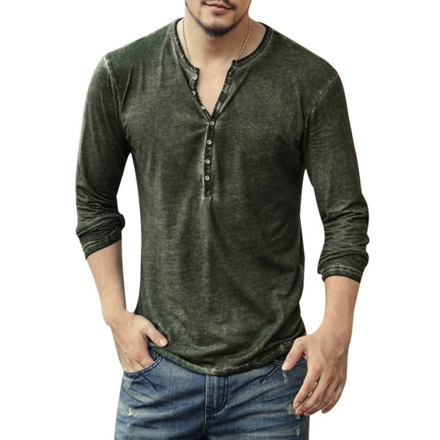 Guy Aura V-Neck Long Sleeve Shirt Aura Restored