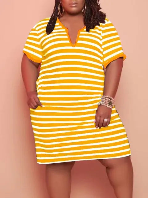 Redd Collection V Neck Striped Pocket Midi Dress Aura Restored