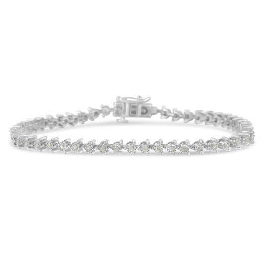 Sterling Silver Diamond Tennis Link Bracelet (0.5 cttw, I-J Color, I3 Clarity) Aura Restored