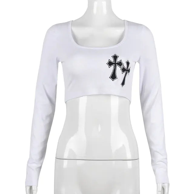 Victor Apex Cross Embroidered Crop Top for Women Aura Restored