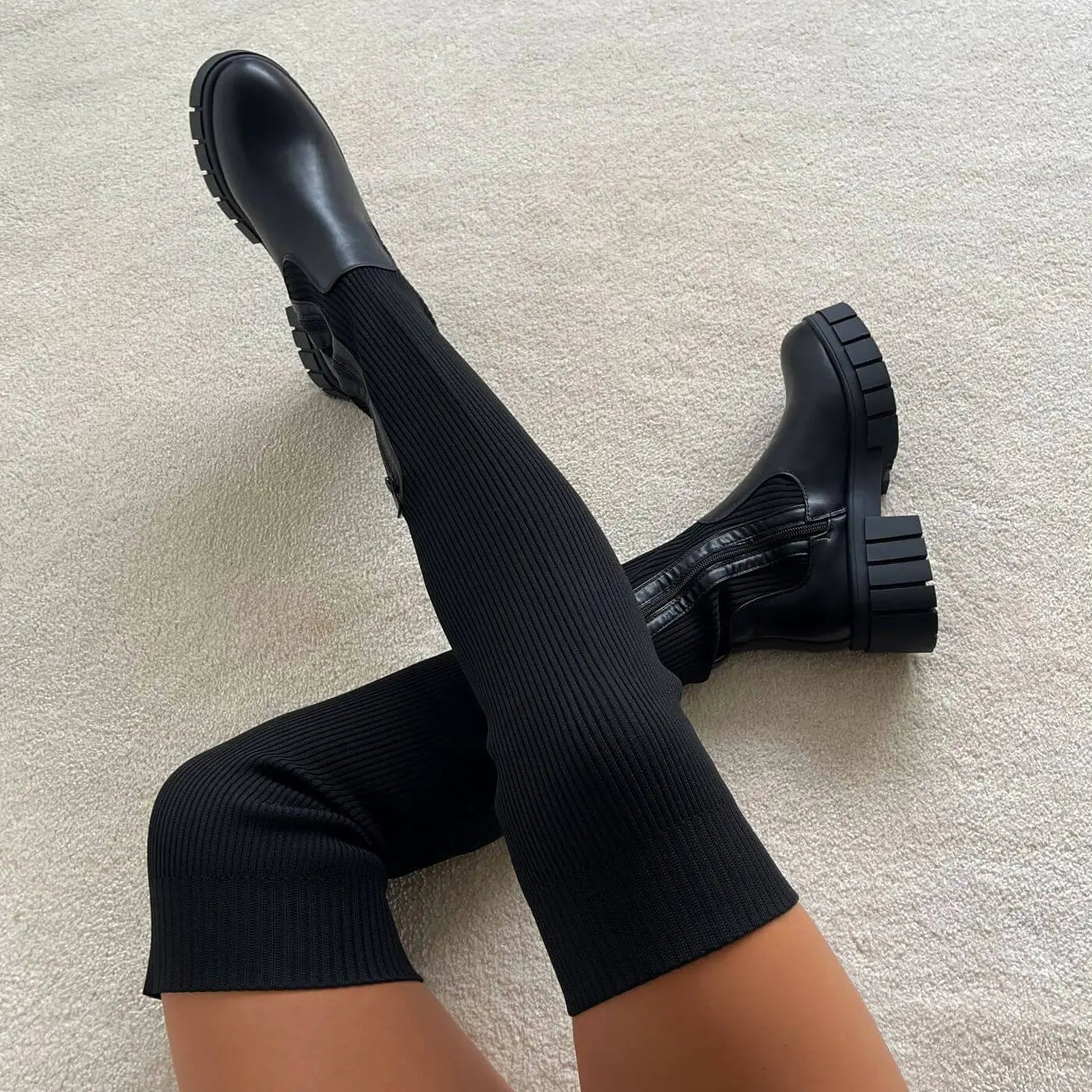 9DF Thigh High Stretch Boots Aura Restored