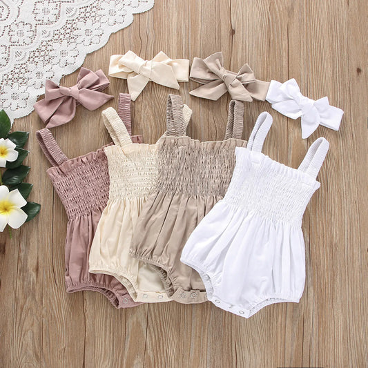 Infant Baby Girls Summer Elastic Jumpsuit Rompers Aura Restored