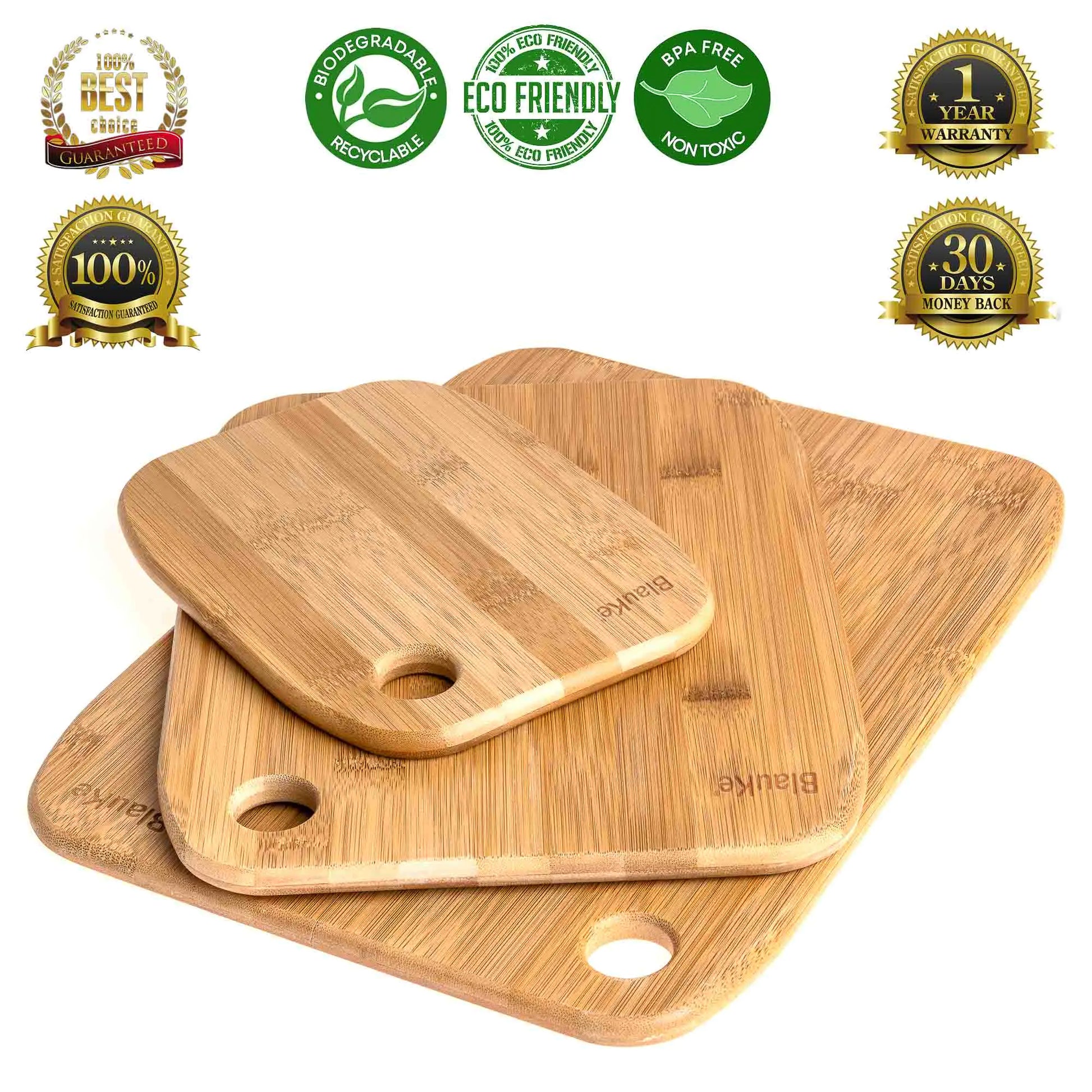 Voodoo Wooden Cutting Boards for Kitchen - Bamboo Chopping Board Set of 3 Aura Restored