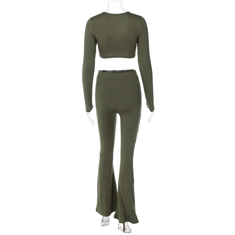 Cosmo Aura Ribbed Flare Pants Set Aura Restored