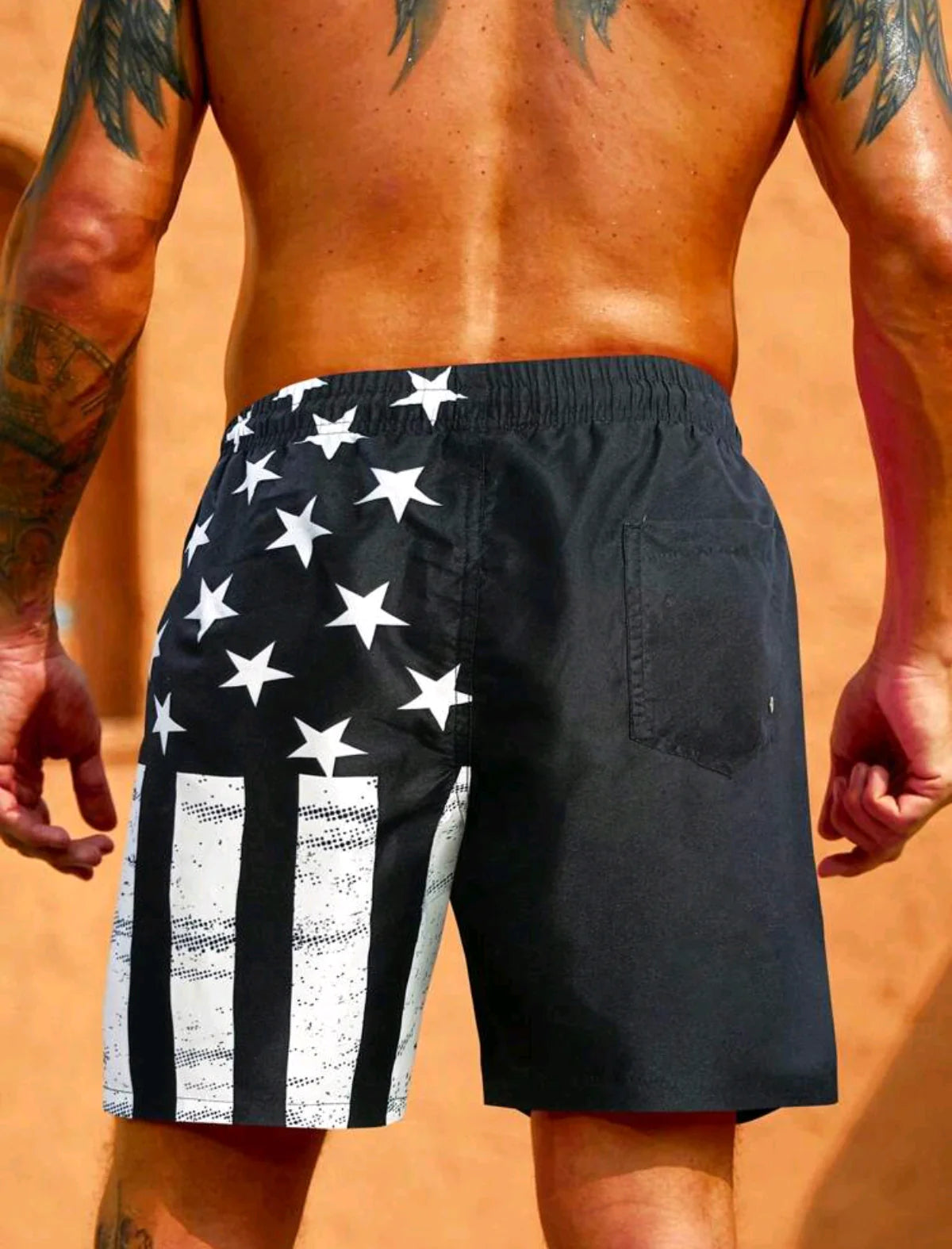 Guy Aura Flag Men's Swim Trunks Aura Restored