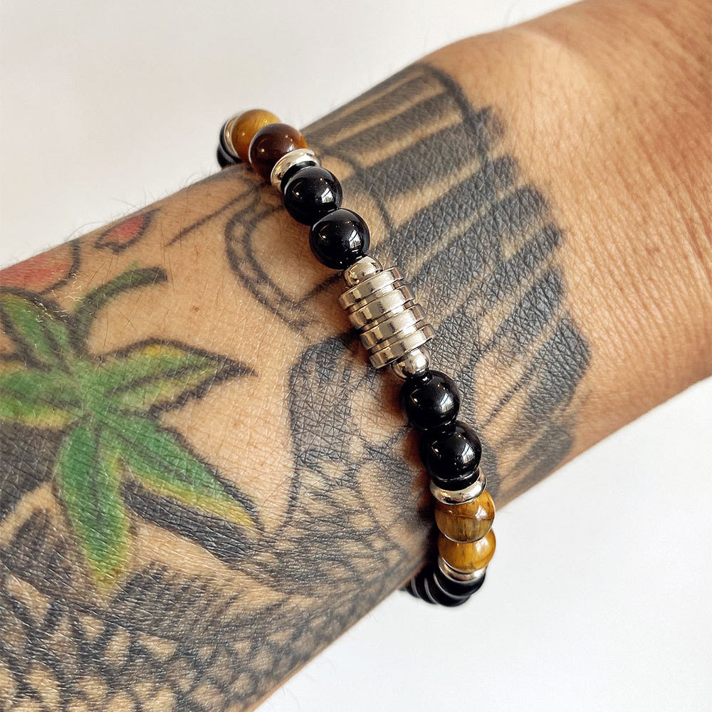 Redd Collection Clasp Tiger Eye Bracelet for Men Aura Restored