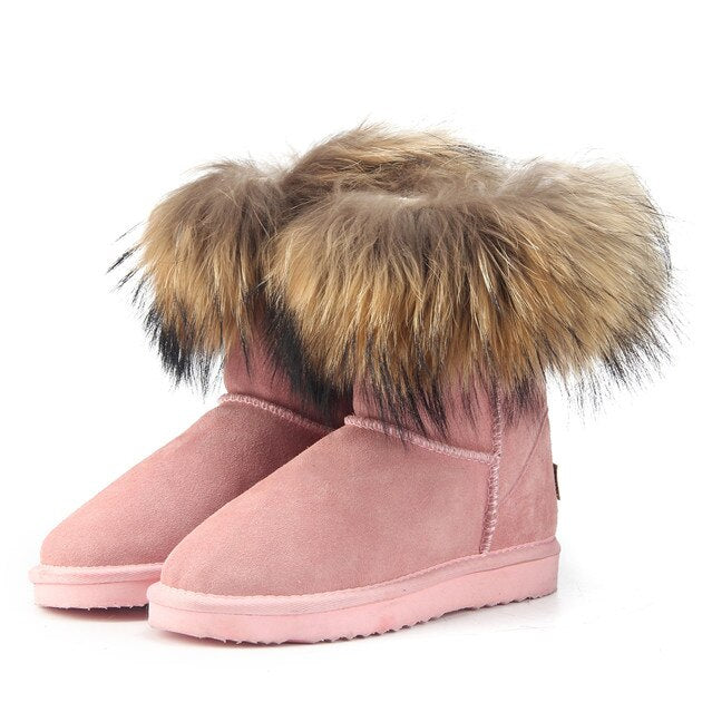 Kuromi Women's Fox Fur Snow Boots Aura Restored