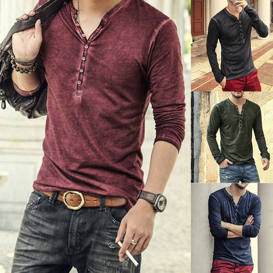 Guy Aura V-Neck Long Sleeve Shirt Aura Restored