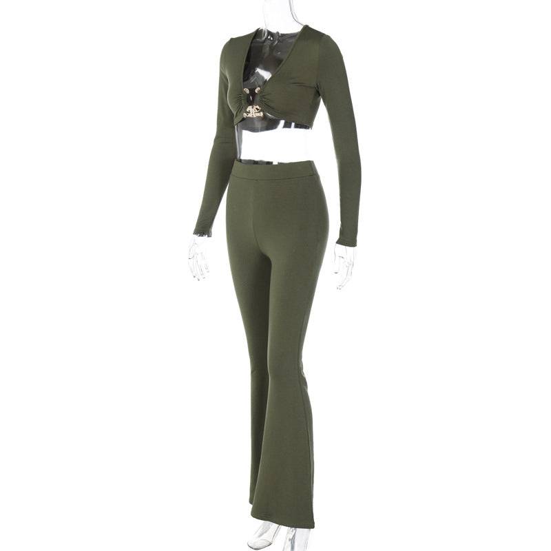 Cosmo Aura Ribbed Flare Pants Set Aura Restored