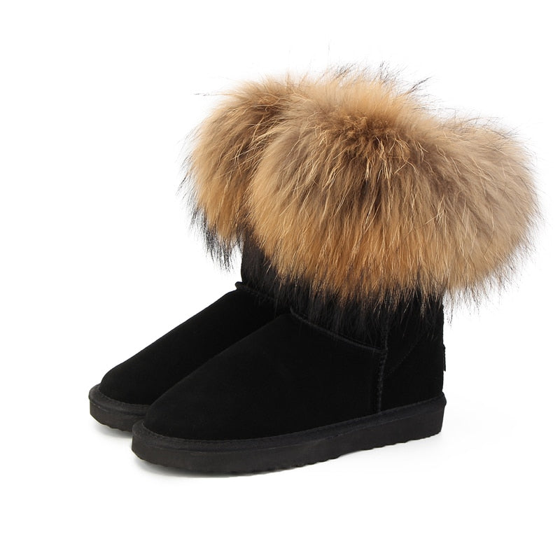 Kuromi Women's Fox Fur Snow Boots Aura Restored