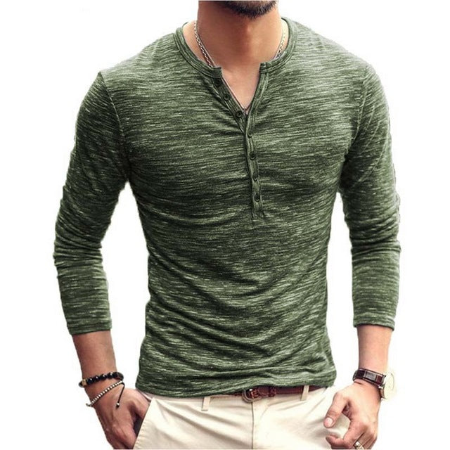 Guy Aura V-Neck Long Sleeve Shirt Aura Restored