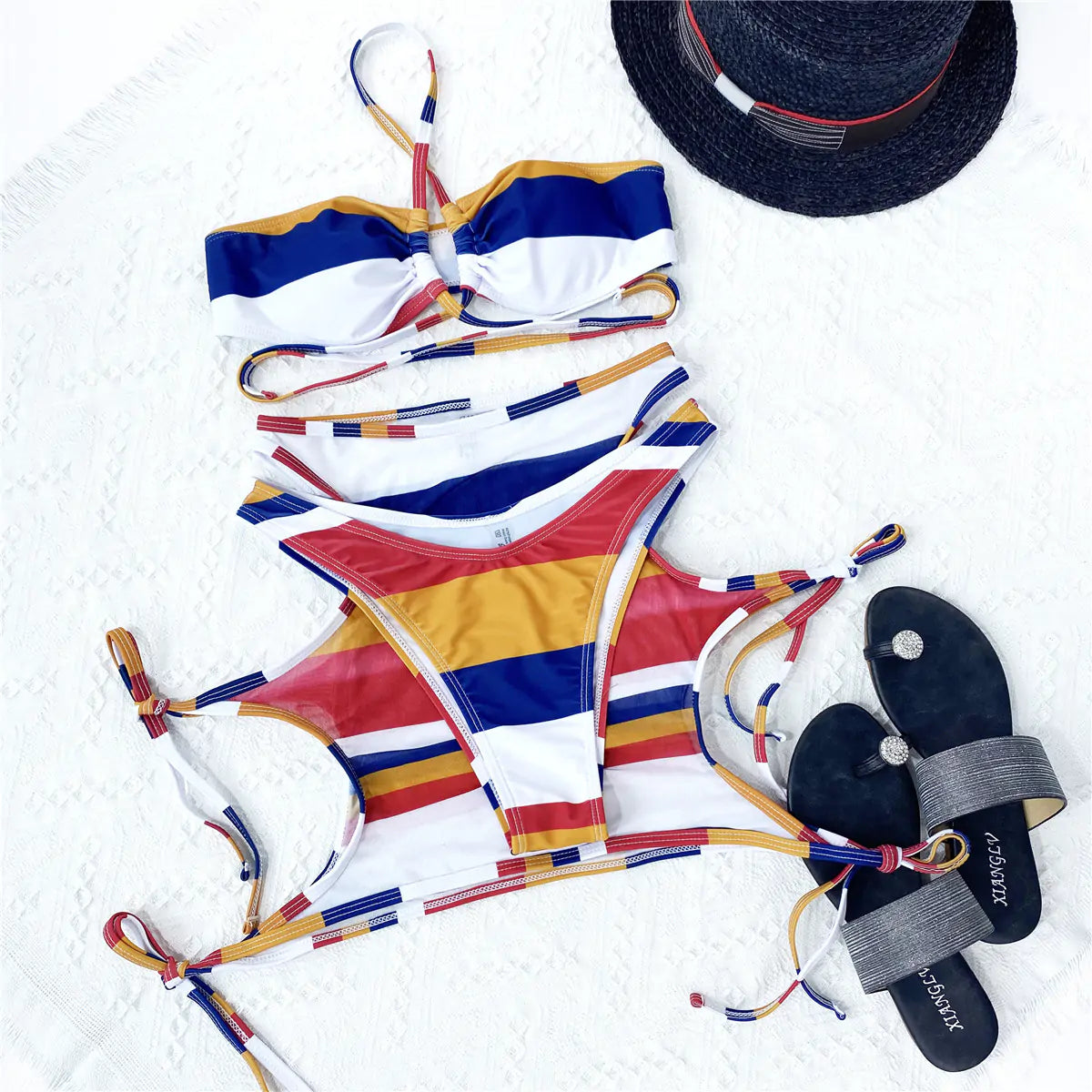 Lady Excel Striped String Swimsuit Aura Restored