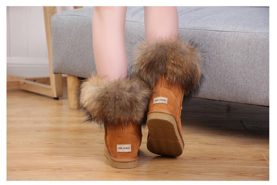 Kuromi Women's Fox Fur Snow Boots Aura Restored