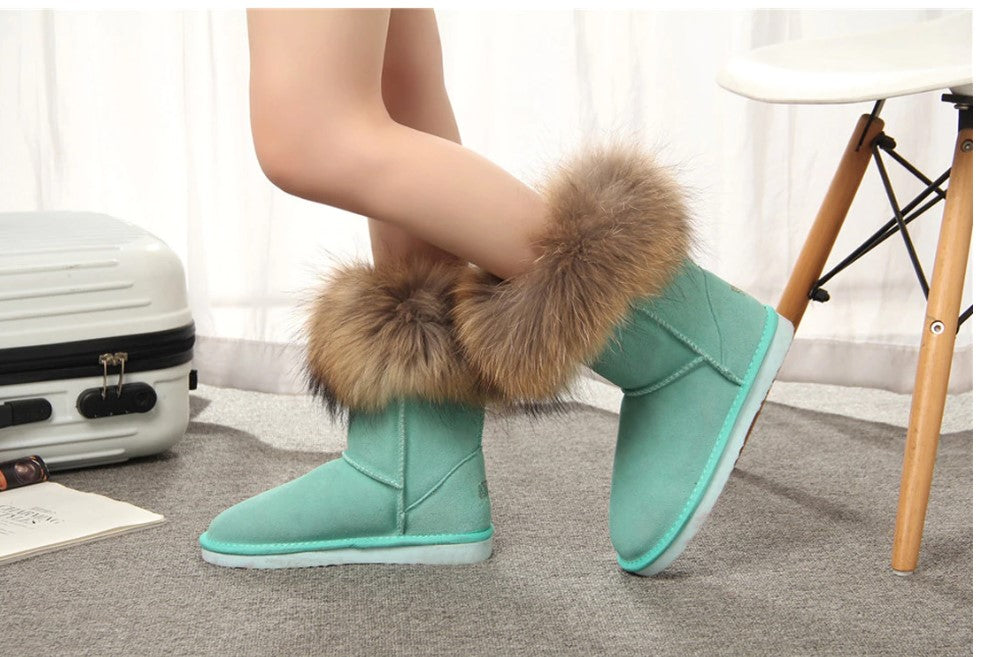 Kuromi Women's Fox Fur Snow Boots Aura Restored