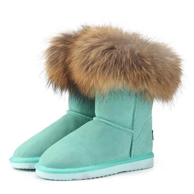 Kuromi Women's Fox Fur Snow Boots Aura Restored