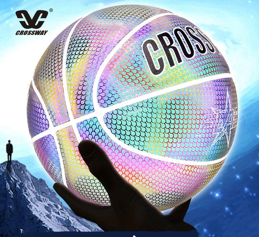 Crossway Holographic Reflective Basketball Ball Wear-Resistant Luminous Night Aura Restored