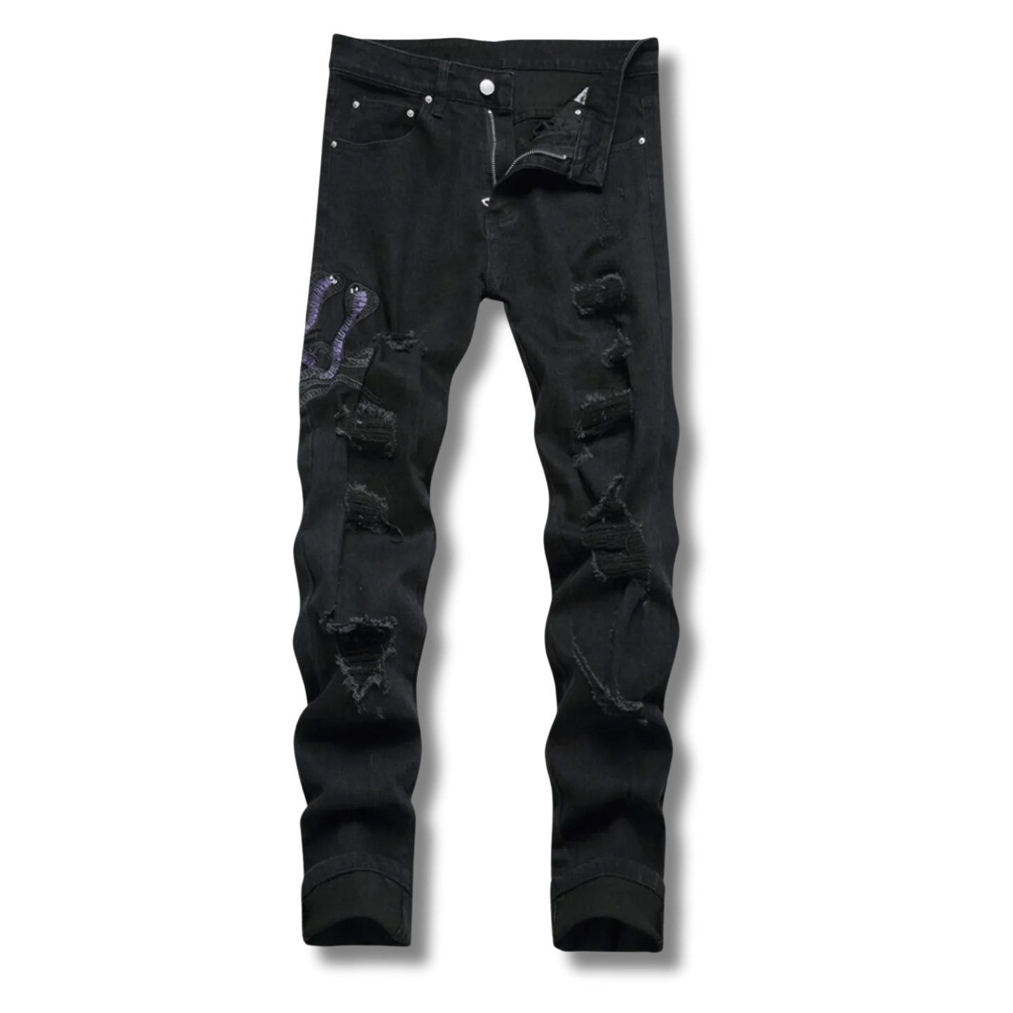 Guy Aura Black Python Jeans Aura Restored