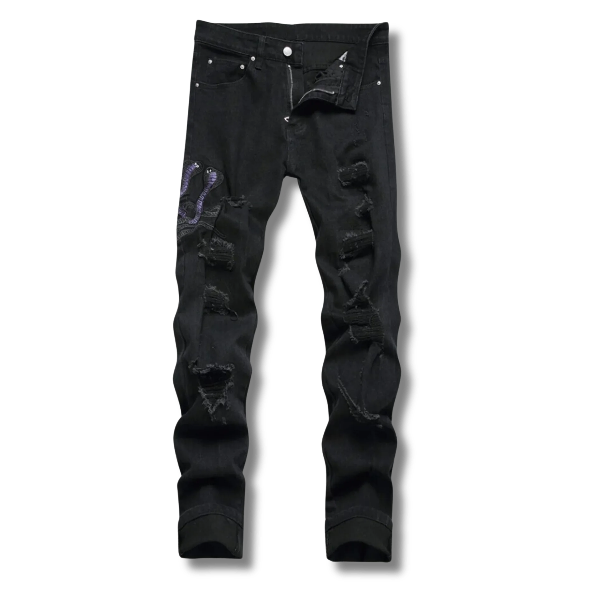 Guy Aura Black Python Jeans Aura Restored