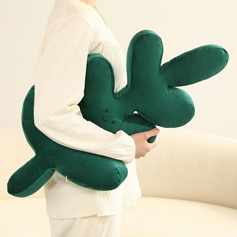 TAA Green Leaf Plush Pillows Aura Restored